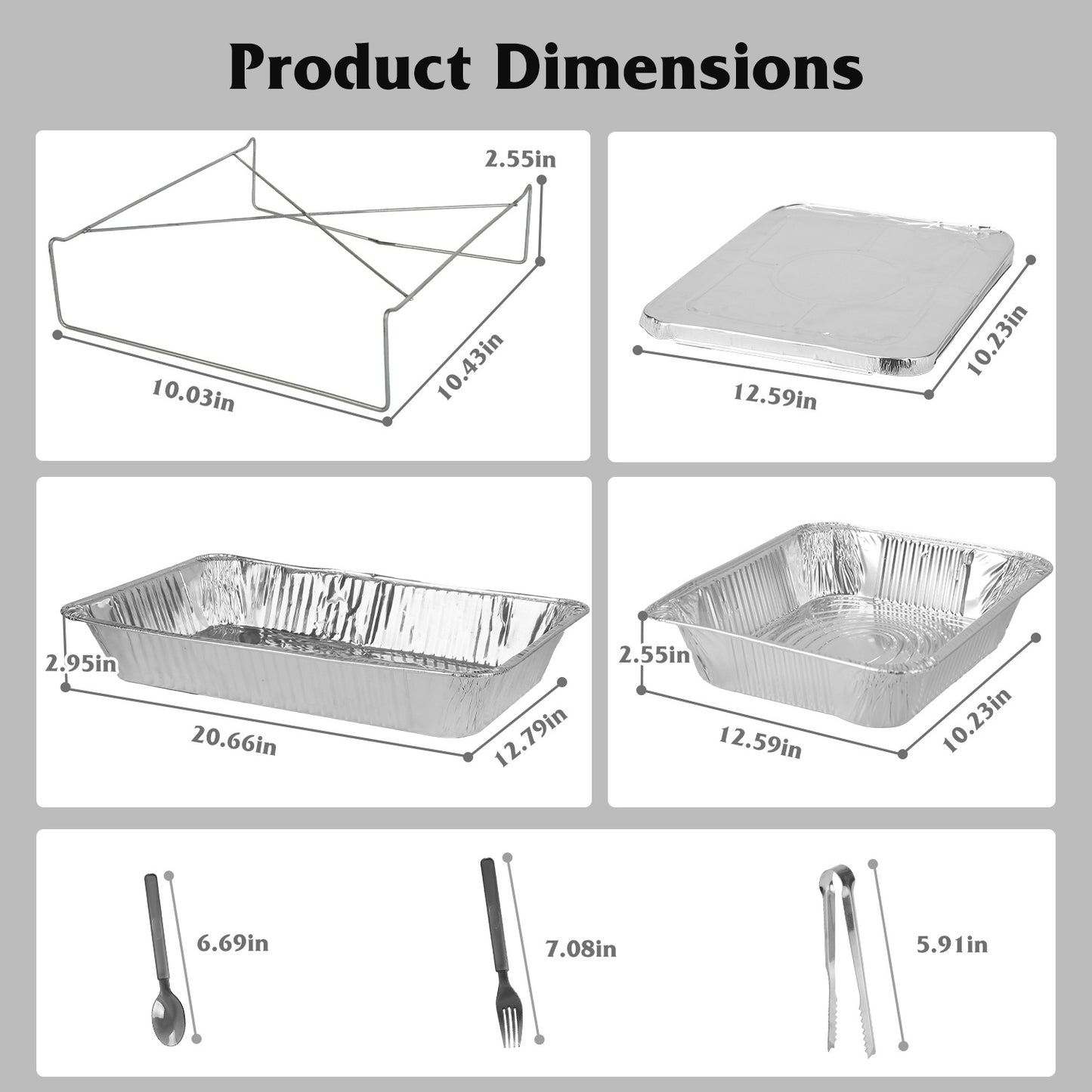 US Local 42Pcs Serve 6 Guests Disposable Chafing Dish Buffet Set Chafing Servers With Covers Spoons Forks Tongs Full-Size Pans Food Warmers For Parties Events Catering Supplies With Utensils And Lids