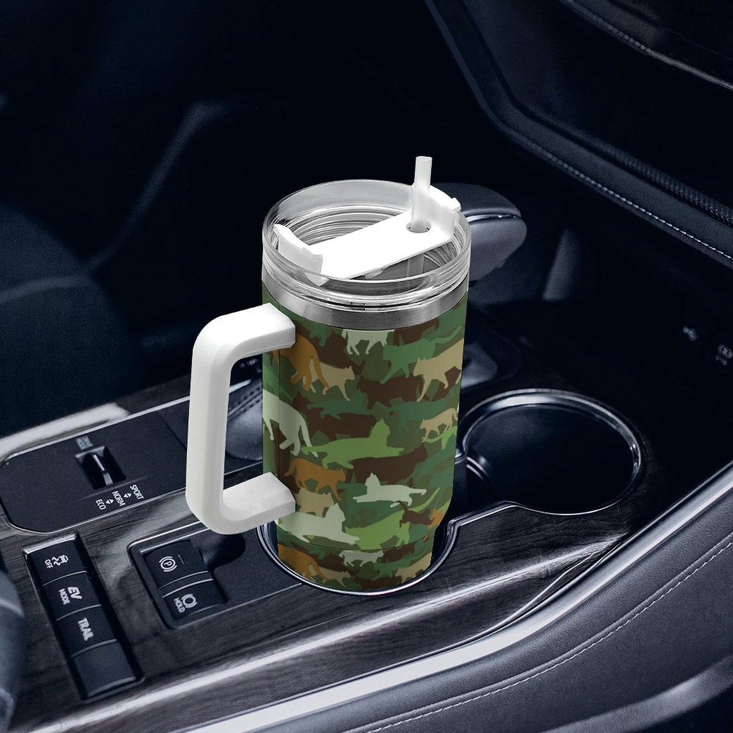 PHDT00239 POD US Local Tumbler 40 oz Large Capacity Car Cup Camouflage Cat Animal