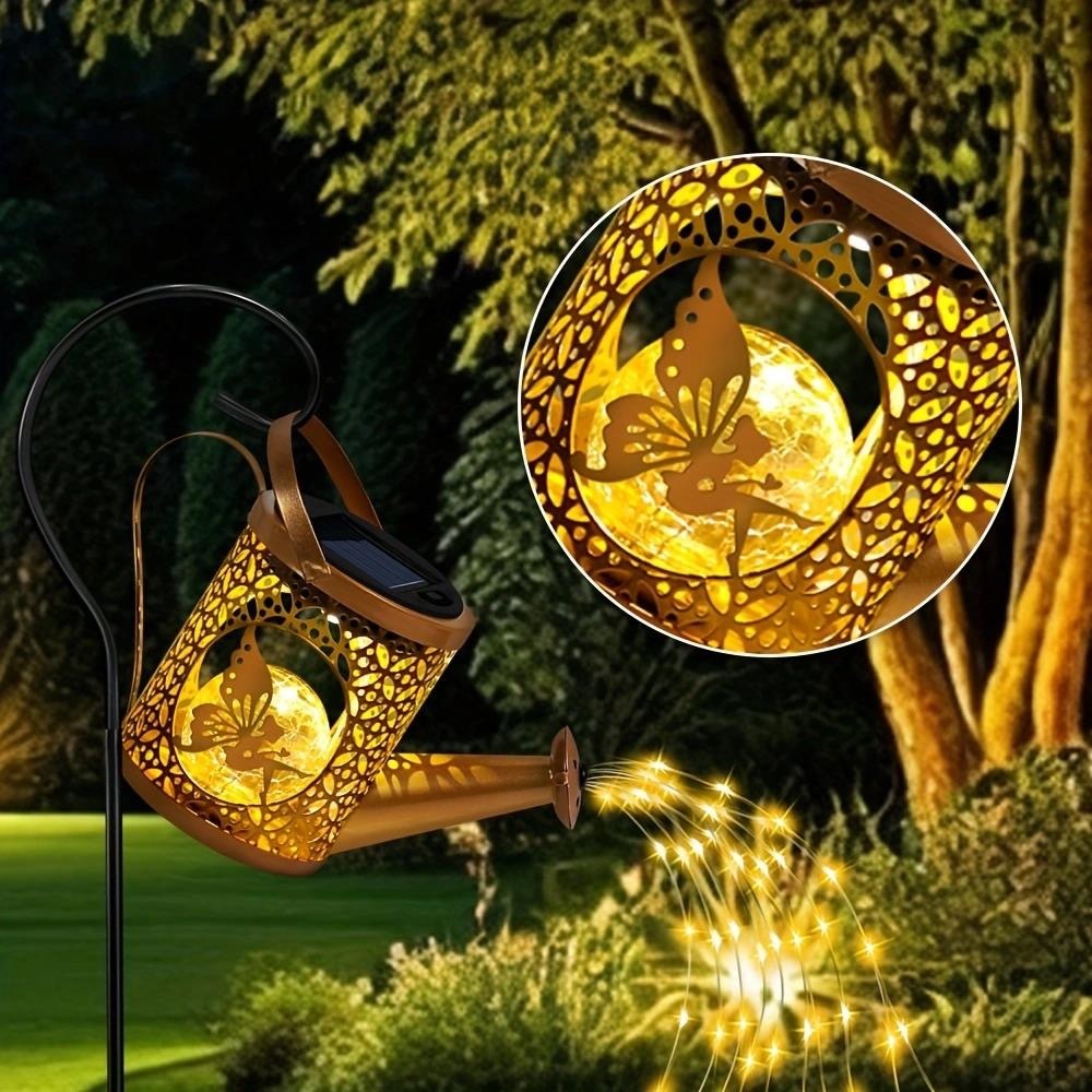 US Local Solar Garden Lights Outdoor Decoration, Metal Solar Watering Can Lights Outdoor Waterproof, Small Patio Light Yard Lawn Pathway Decor, Gardening Gifts Solar Lantern Out