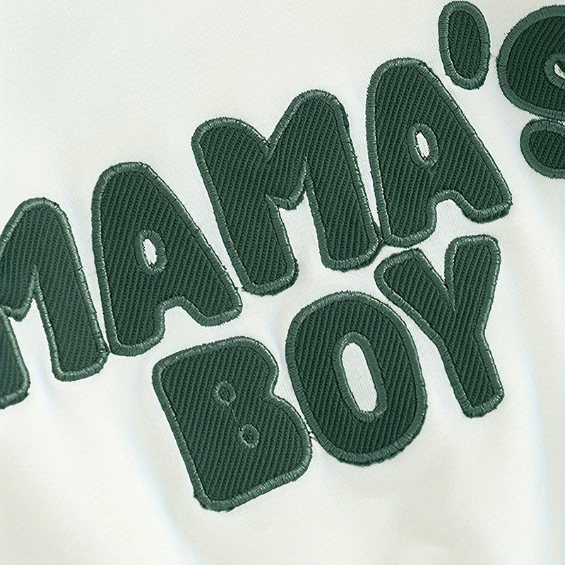 US Local Toddler Baby Boy Clothes 'Mama's Boy' Print Long Sleeve Sweatshirt Tops Trousers Set Casual Cute Outfit