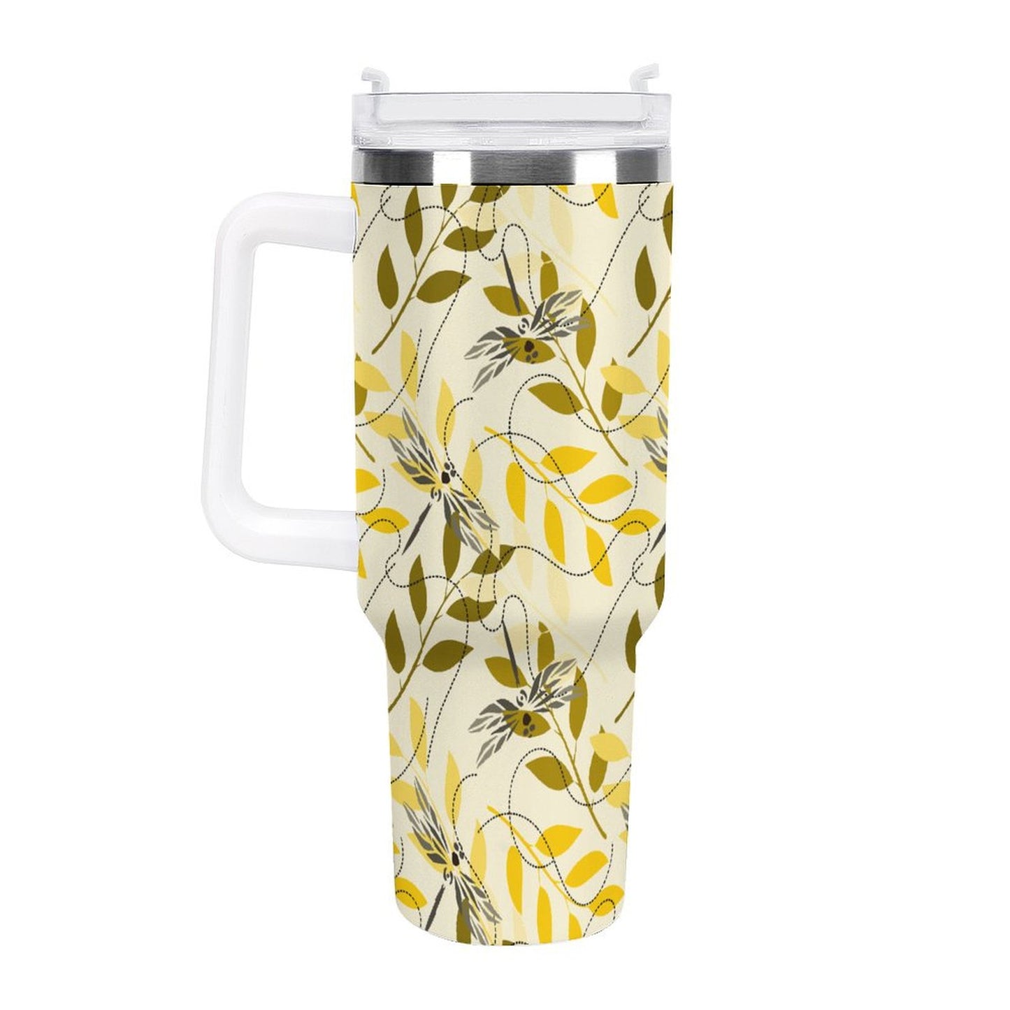 PHDT00190 POD US Local Tumbler 40 oz Large Capacity Car Cup Dragonflies, Prints, Leaves