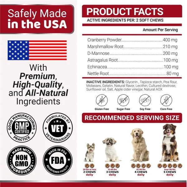 US Local Dog UTI Treatment 170 Treats Cranberry Supplement For Dogs Bladder Control For Dogs