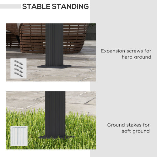 UK Local Outsunny 3 X 3m Aluminium Pergola, With Retractable Roof - Dark Grey