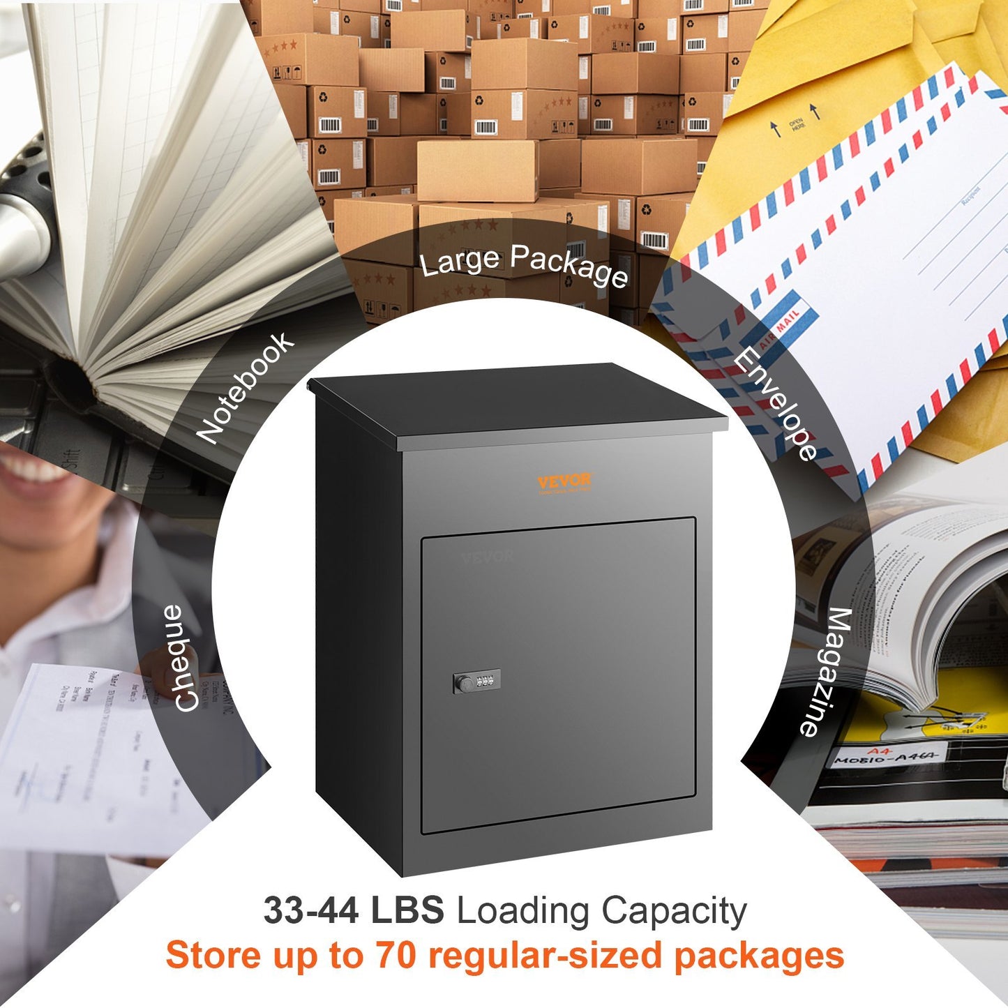 US Local VEVOR Package Delivery Boxes For Outside, Extra Large Mailbox With Coded Lock, Galvanized Steel Wall Mounted Mailboxes , Anti-Theft Baffle, IPX3 Waterproof For Porch, Curbside