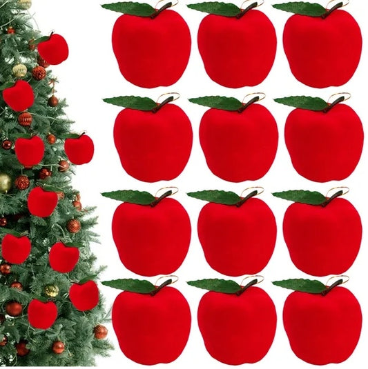 US Local 12Pcs Mini Christmas Ornament 2.1in Foam Red Ball Ornament Pendants Xmas Tree Hanging Decorations For Holiday Party Supplies