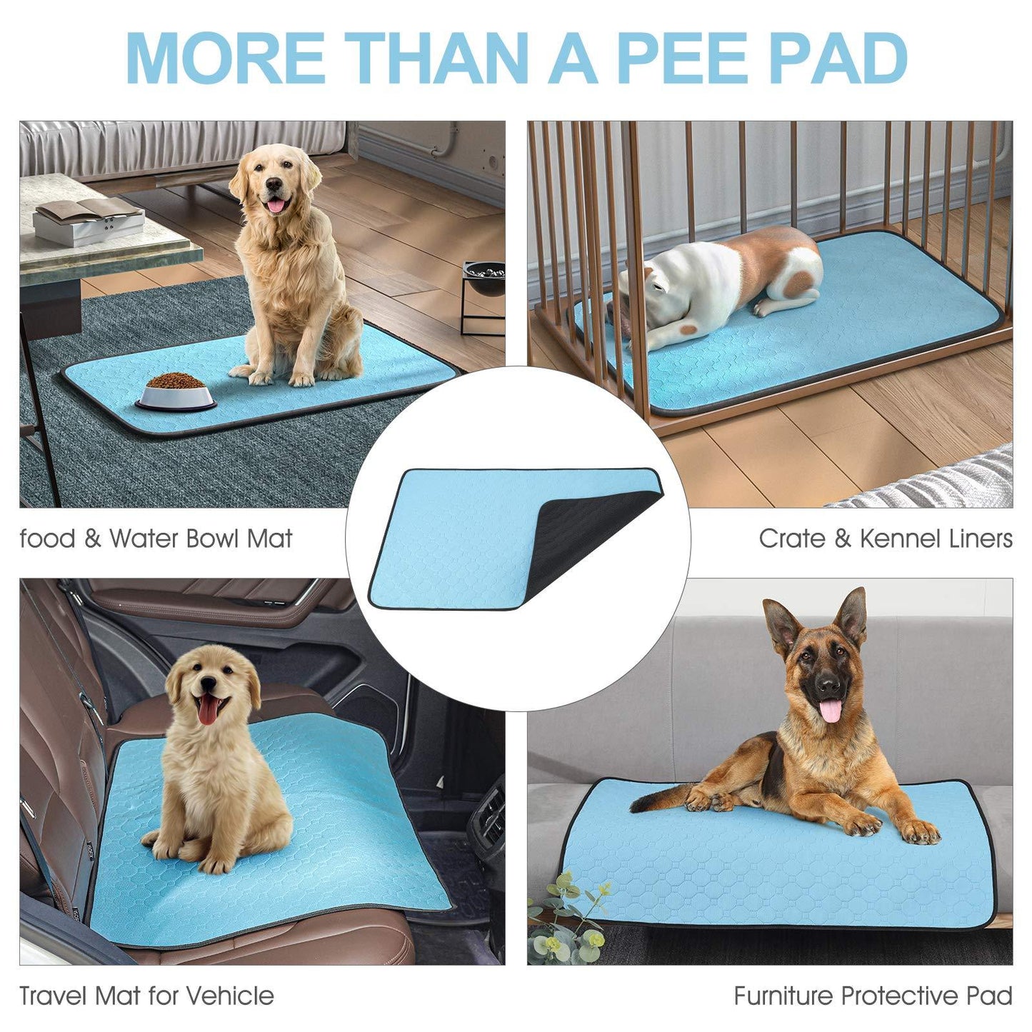 US Local Washable Dog Urine Pad, Waterproof Toilet Training Mat For Dogs, 89.5 X 59.2 Cm - 34.5 In X 23 In, Washable Urine Pad Non-Slip Diaper Pad, For Puppies And Cats, 2 Packs