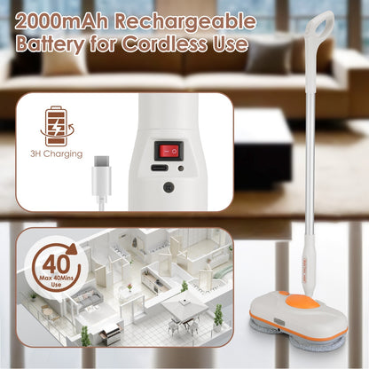 US Local 1Pc Dual Motor Cordless Spin Mop Self-Propelled Floor Cleaner With 6 Microfiber Pads 2 Speeds 900ML Water Tank One Click Spraying Headlight For Multiple Floors