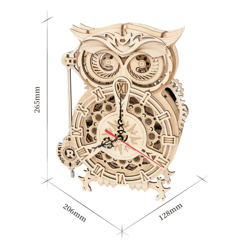 US Local Robotime Rokr Creative DIY Toys 3D Owl Wooden Clock Building Block Kits For Children Christmas Gifts Home Decoration LK503