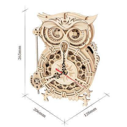 US Local Robotime Rokr Creative DIY Toys 3D Owl Wooden Clock Building Block Kits For Children Christmas Gifts Home Decoration LK503