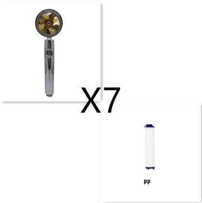 US Local Shower Head Water Saving Flow 360 Degrees Rotating With Small Fan ABS Rain High Pressure Spray Nozzle Bathroom Accessories