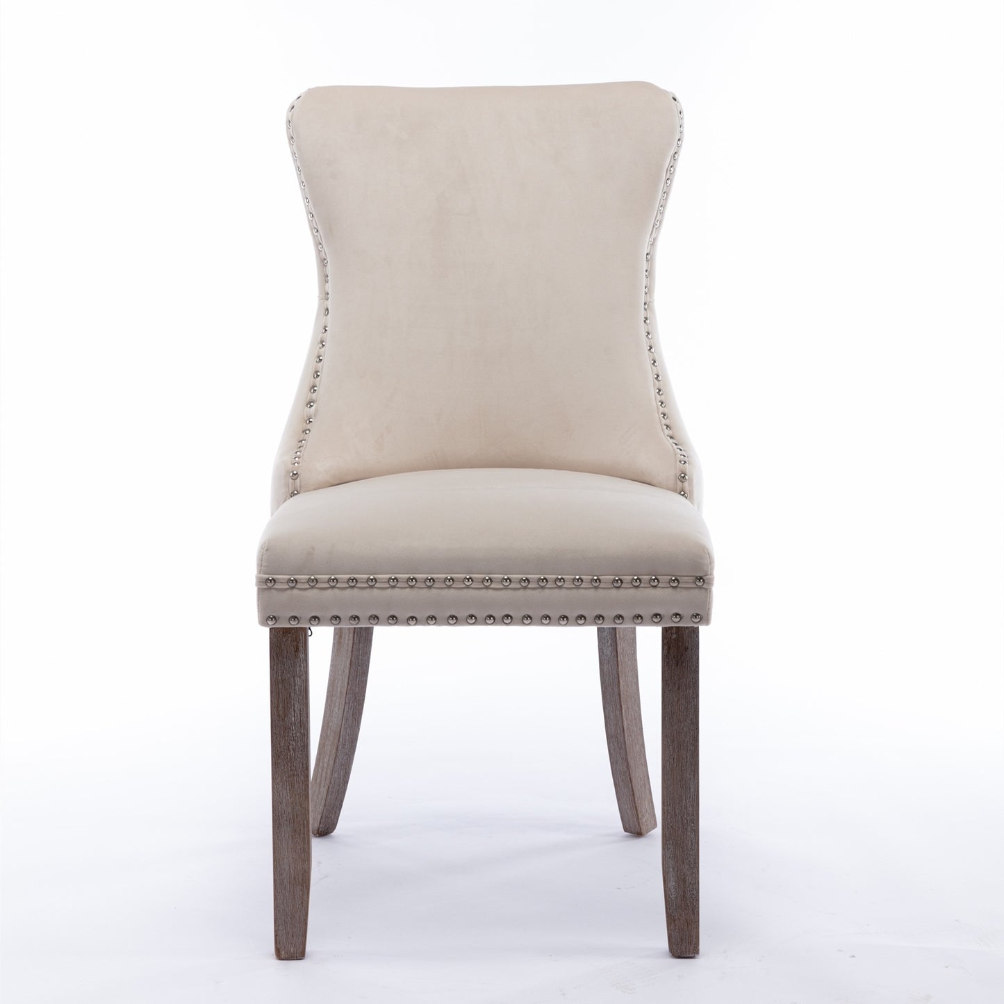US Local A A Upholstered Wing-Back Chair With Nailhead Trim & Solid Wood Leg