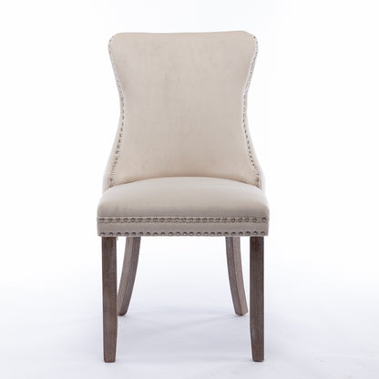 US Local A A Upholstered Wing-Back Chair With Nailhead Trim & Solid Wood Leg