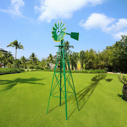 US Local 8FT Weather Resistant Yard Garden Windmill Green