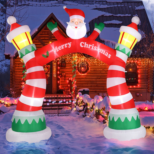 US Local 8.9ft Christmas Arch, 7 LED Lights, Drawstring Pockets, Christmas Inflatable Arch