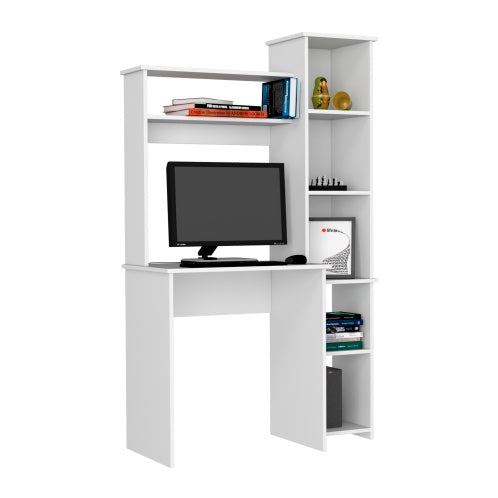 US Local Desk, Five Shelves, Two Superior Shelves, White