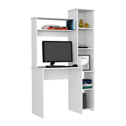 US Local Desk, Five Shelves, Two Superior Shelves, White