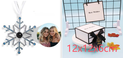 Thanksgiving Christmas Gift Snowflake Projection Necklace