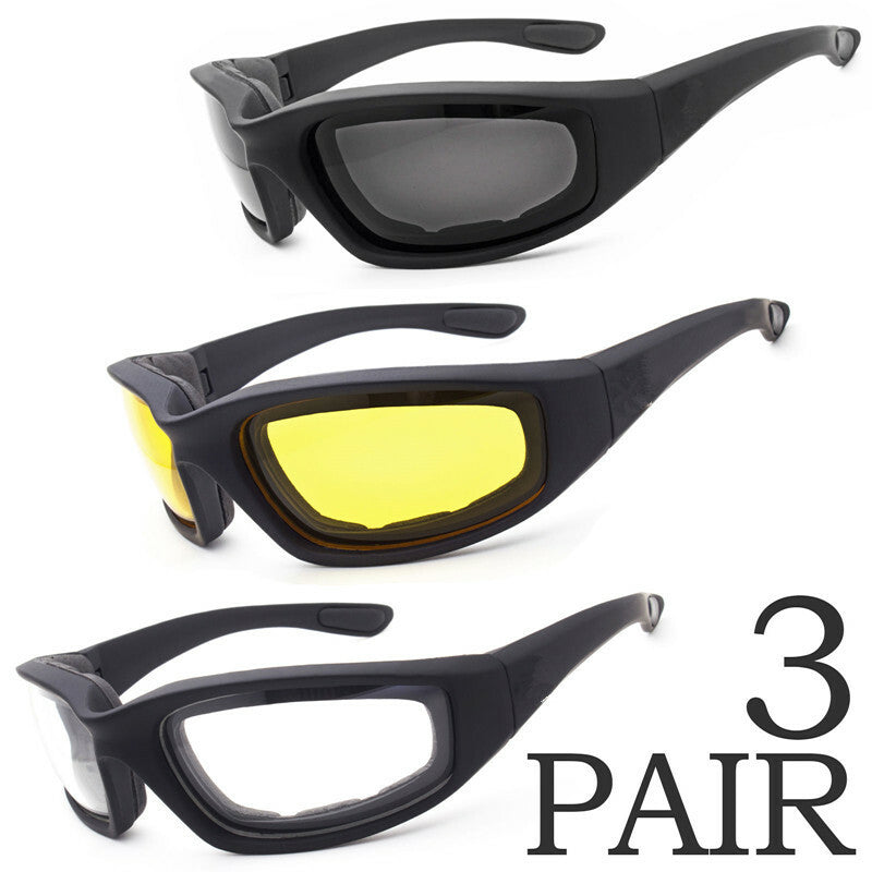 US Local Cycling Sunglasses Chopper Outdoor Sports Glasses For Men Wrap Around UV400 Protection For Fishing Driving Glasses Wind Resistant Clear Yellow Gray Lens 3 Pack