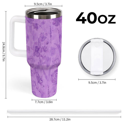 PHDT00031 POD US Local Tumbler 40 oz Large Capacity Car Cup Purple, Watercolor, Floral
