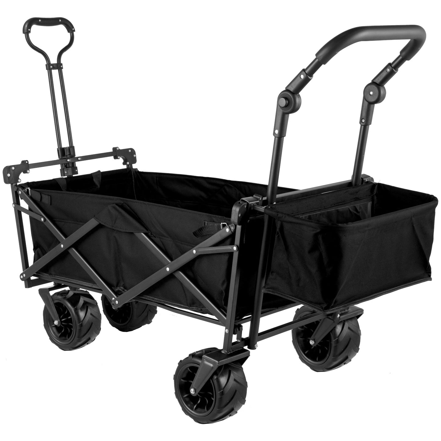 US Local VEVOR Extra Large Collapsible Garden Cart With Removable Canopy, Folding Wagon Utility Carts With Wheels And Rear Storage, Wagon Cart For Garden, Camping, Grocery Cart, Shopping Cart, Black