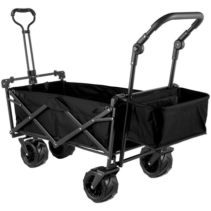 US Local VEVOR Extra Large Collapsible Garden Cart With Removable Canopy, Folding Wagon Utility Carts With Wheels And Rear Storage, Wagon Cart For Garden, Camping, Grocery Cart, Shopping Cart, Black