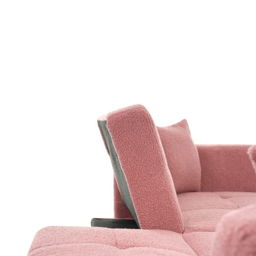 UK Local The Sofa Bed Has A Bed Function, Three Adjustable Backrest Angles, Gold Legs, Cushions And Side Storage Pockets