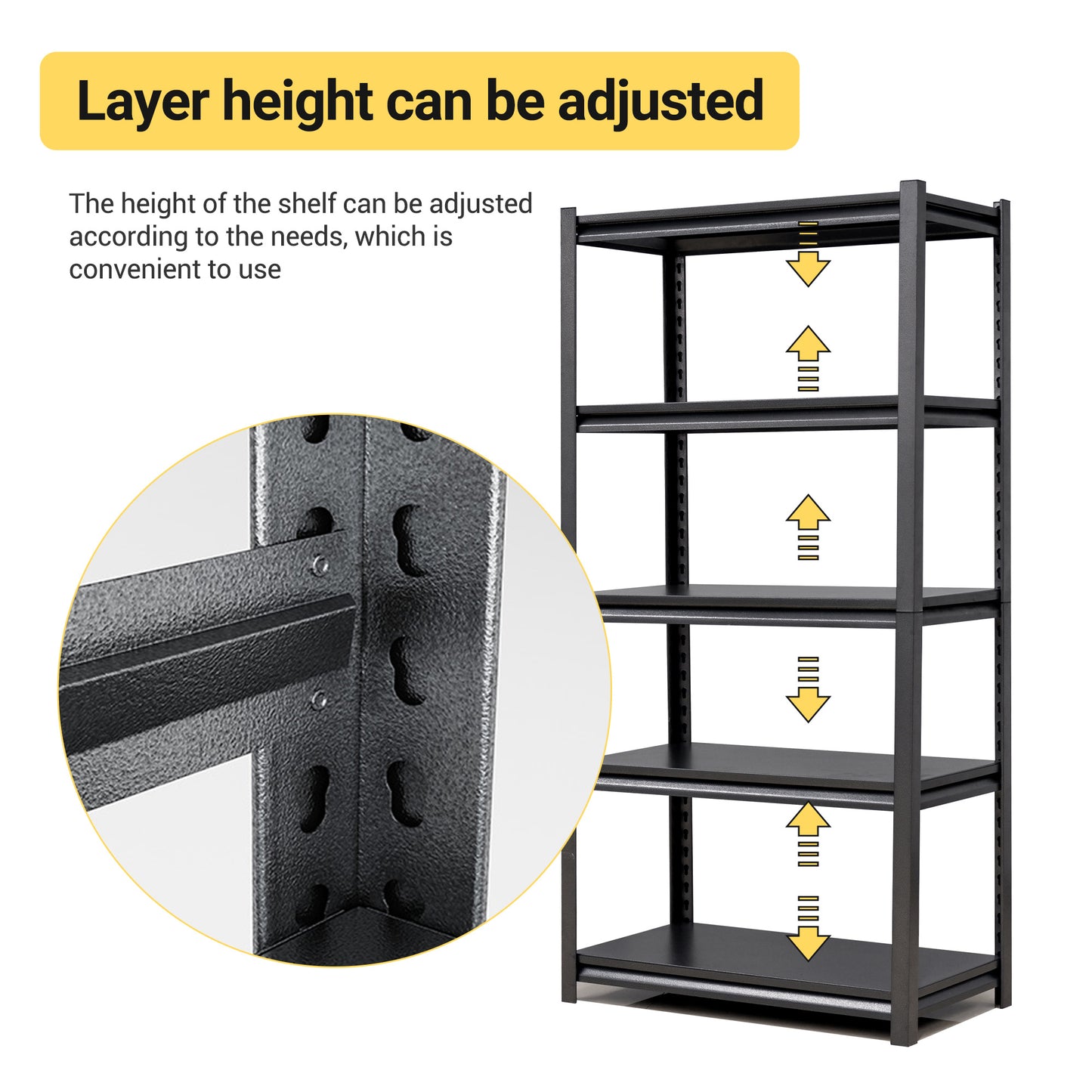 US Local Tier Metal Shelves For Storage Garage Shelving 2000LBS Heavy Duty Storage Shelves Adjustable Garage Shelf Industrial Shelving Unit Storage Utility Rack,Black