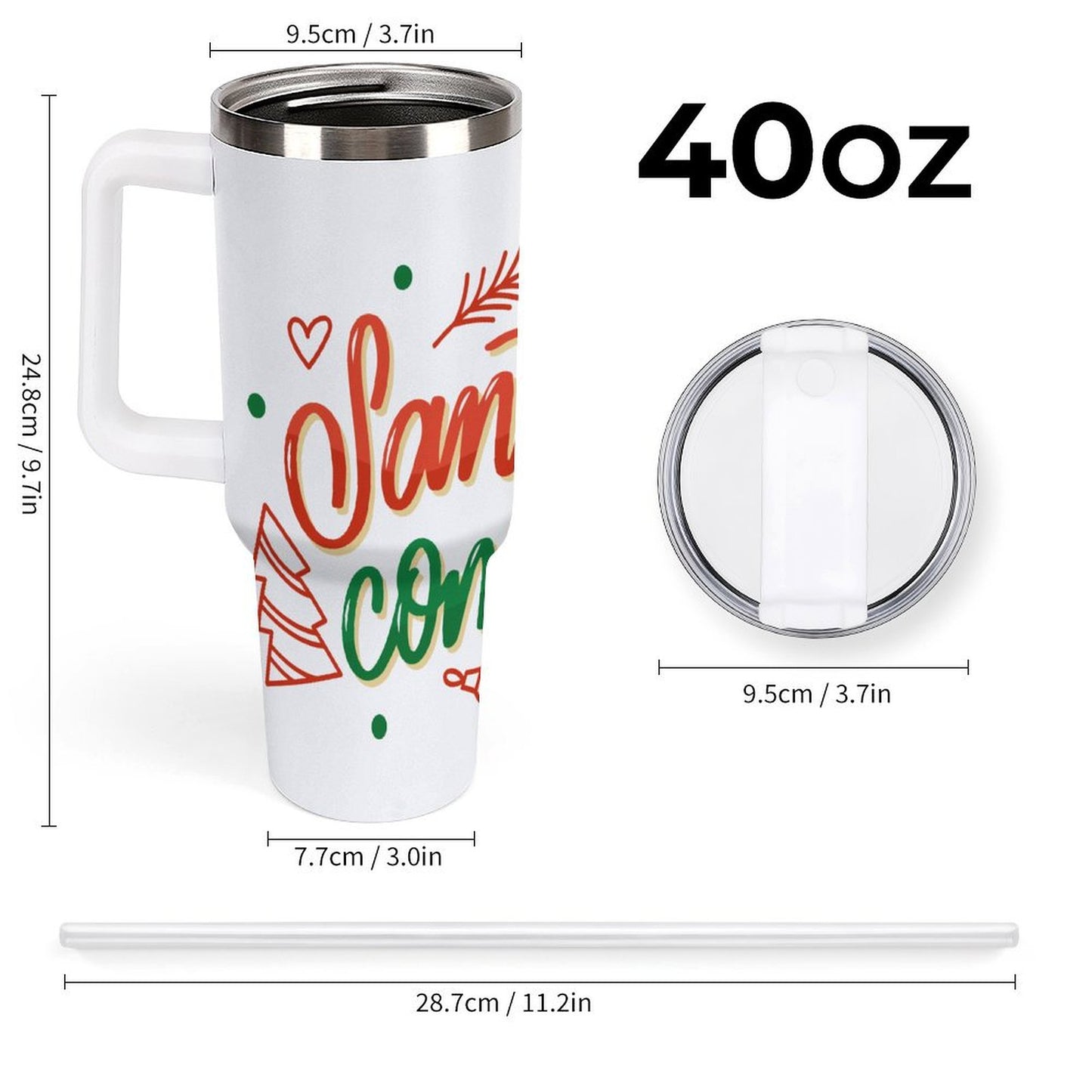 PHDT00088 POD US Local Tumbler 40 oz Large Capacity Car Cup Christmas Santais