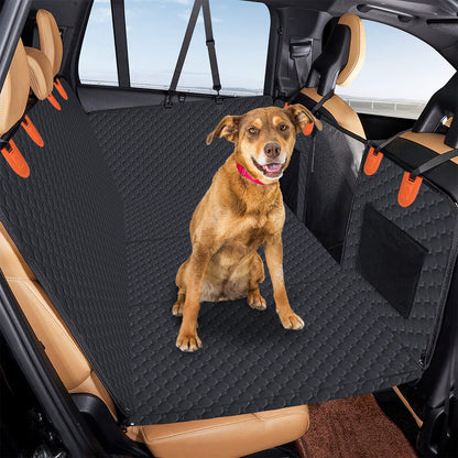 US Local Dog Car Back Seat Cover With Zipper Mesh Window Storage Bags Waterproof 600D Oxford Cloth Car Seat Protector With Slide Flaps For Cars Trucks SUVs