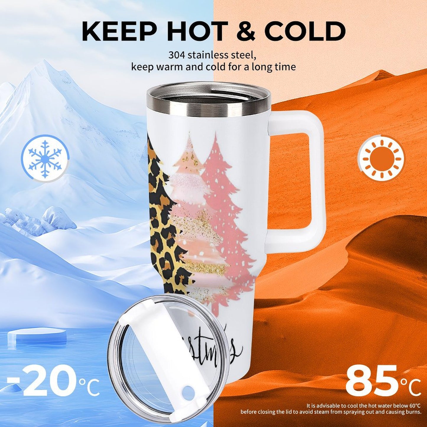 PHDT00158 POD US Local Tumbler 40 oz Large Capacity Car Cup Christmas Trees Pink