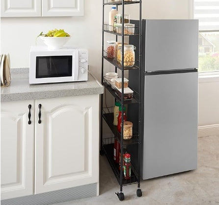 US Local 6-tier Storage Line Slim Shelves On Wheels