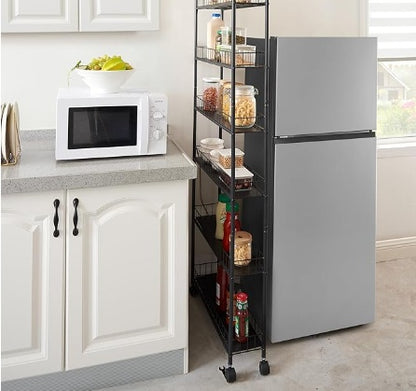 US Local 6-tier Storage Line Slim Shelves On Wheels