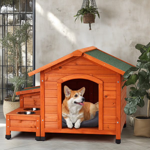 US Local 88x106x77cm Green Asphalt Roof Golden Red Main Body Fir House Type Cat And Dog House