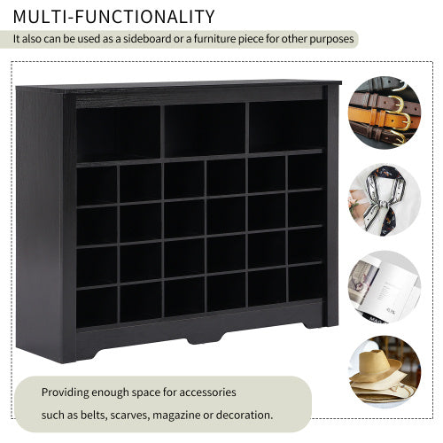 US Local Stylish Design 24 Shoe Cabinet Console, Modern Shoe Cabinet With Curved Base, Multifunctional Sideboard, High Quality, For Corridor, Bedroom, Living Room, Black