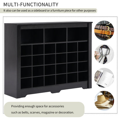 US Local Stylish Design 24 Shoe Cabinet Console, Modern Shoe Cabinet With Curved Base, Multifunctional Sideboard, High Quality, For Corridor, Bedroom, Living Room, Black