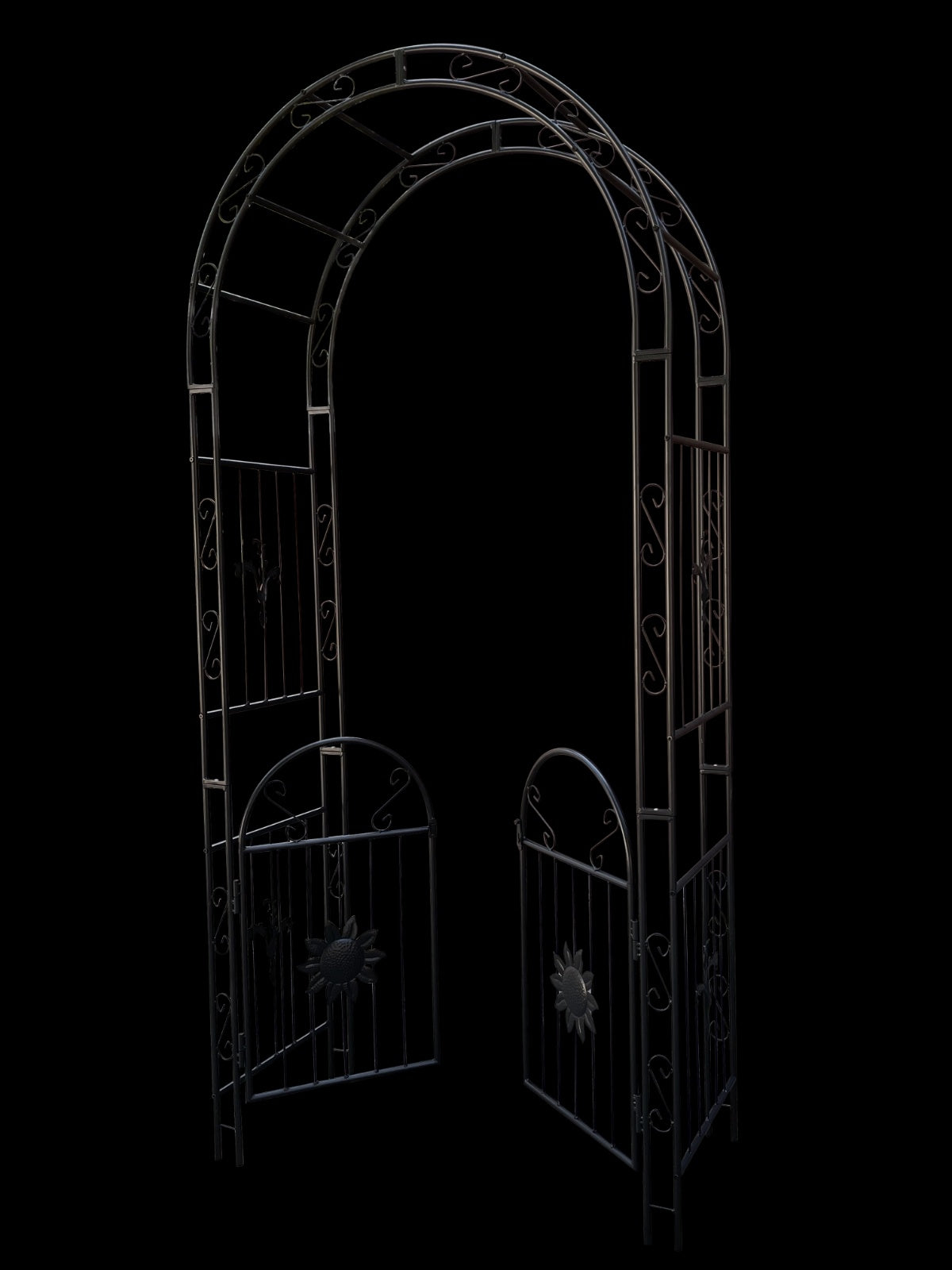 US Local Metal Garden Arch With Doors, Arbor Trellis For Climbing Plants, Outdoor Wedding