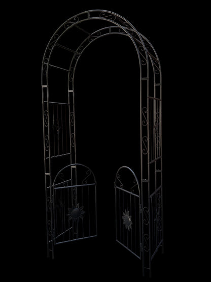 US Local Metal Garden Arch With Doors, Arbor Trellis For Climbing Plants, Outdoor Wedding