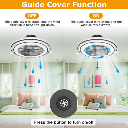US Local 20.5in Ceiling Fan With Light Round Pendant Fan Lamp 30W LED Ceiling Fan With 3-Fan Speed Remote Control Timer APP Control
