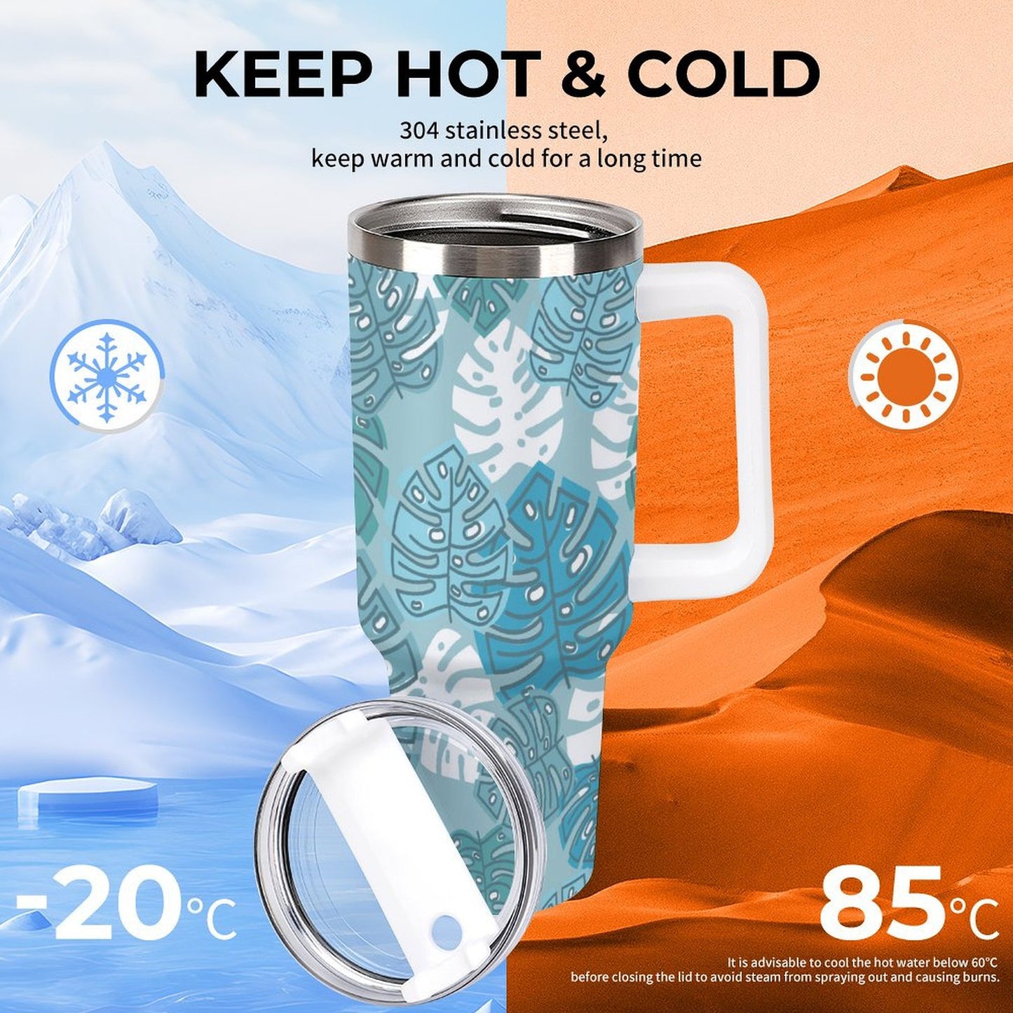 PHDT00121 POD US Local Tumbler 40 oz Large Capacity Car Cup Leaves