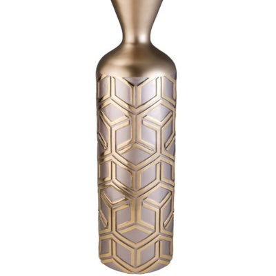 22 Tall Polyresin Decorative Vase, Weave Rose Gold Design