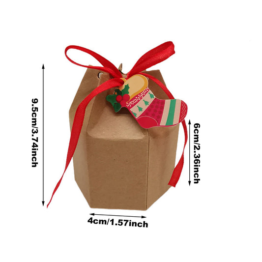 US Local 24 Pcs Christmas Treat Boxes With Cards And Ribbon Xmas Tree Santa Kraft Paper Cookies Candy Boxes Food Packaging Containers Gift Wrapping Box For Christmas Birthday Wedding Party Decoration