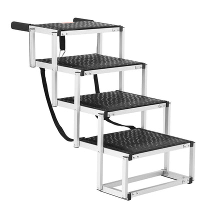 US Local VEVOR Dog Stair For Cars 4-step Folding Dog Steps Aluminum Loads Up To 150 Lbs