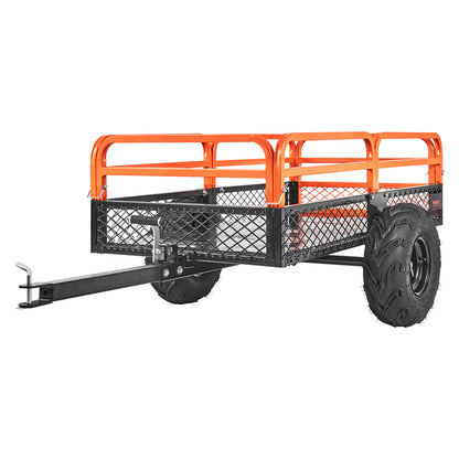 US Local VEVOR Heavy Duty Steel ATV Dump Trailer, 1500-Pound Load Capacity 15 Cubic Feet, Tow Behind Dump Cart Garden Trailer, With Removable Sides And 2 Tires, For Mowers, Tractors, ATV, UTV