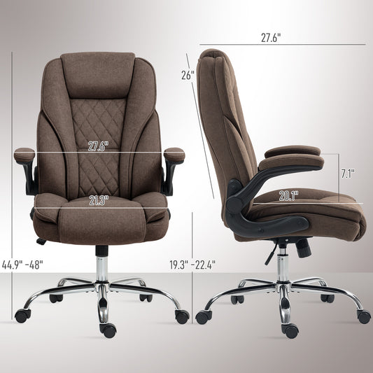 US Local Executive Office Chair, Desk Chair With Flip-up Armrest, Diamond Fabric Computer Chair For Home Office, Dark Brown