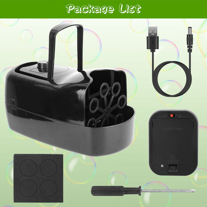 US Local 1Pc Bubble Maker Automatic Bubble Blower Portable Bubble Blowing Machine With 2 Speeds Handle 3000-4000 Bubbles Per Minute Plug-In Battery Powered