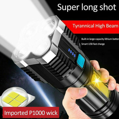 US Local 2024 POWERFUL Tactical Quad-Core Super Bright Torch LED Flashlight USB Rechargeable Camping
