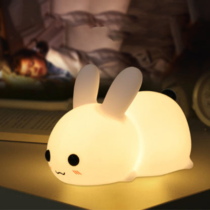US Local Colorful Rabbit Silicone Night Light Led Cute Charging Jade Rabbit Shooting Light