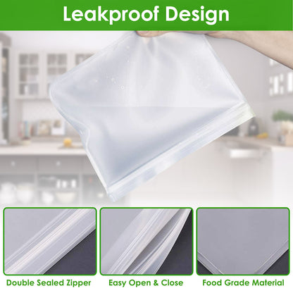 US Local 20Pcs Reusable Food Storage Bags 5 Sandwich Snack Gallon Quart Bag Leakproof BPA Free Food Container Freezer Safe Lunch Bag