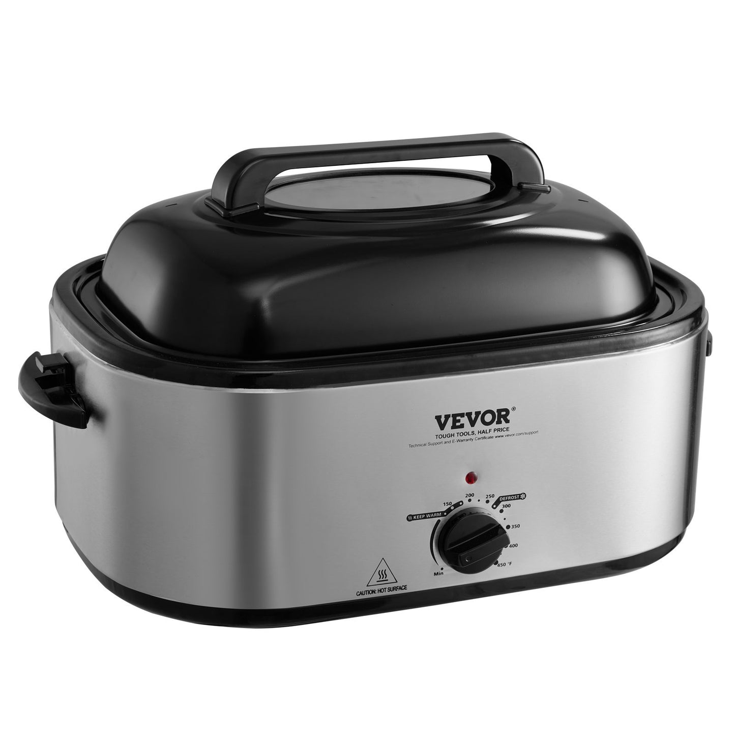 US Local Electric Roaster Oven, 24 QT Turkey Roaster Oven With Self-Basting Lid, 1450W Roaster Oven With Defrost & Warm Function, Adjustable Temp, Removable Pan & Rack, Fits Turkeys Up To 28LBS, Silver