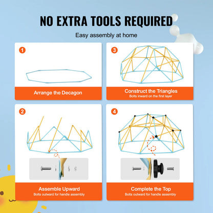 US Local Climbing Dome, For Kids 3 To 9 Years Old, 8FT Geometric Dome Climber With Slide,Jungle Gym Supports 600LBS And Easy Assembly, With Climbing Grip, Outdoor And Indoor Play Equipment For Kids